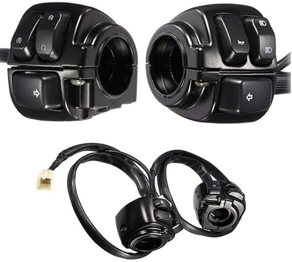 1'' Handlebar Control Switch Kit with Wiring Harness for Harley Dyna & Softail XL883 - Black ESUBOSHI