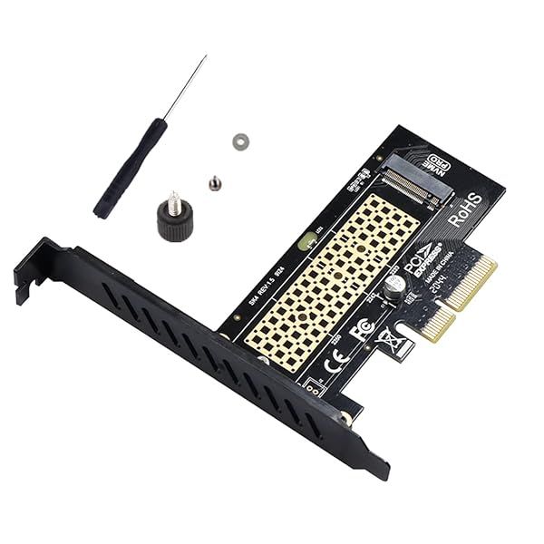 High-Speed M.2 NVMe to PCIe 3.0x4 Adapter - 3400+ MB/s, Low Profile, Supports 2230/2242/2260/2280 SSDs - SK4 Black