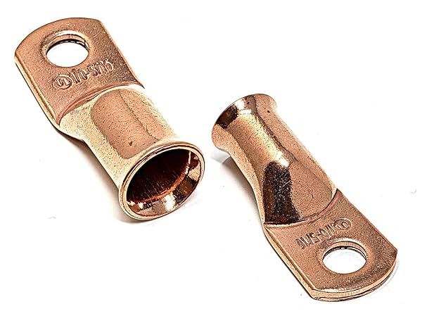 10 Pcs WNI 1/0 Gauge Pure Copper Battery Cable Lug Connectors - Durable Ring Terminals