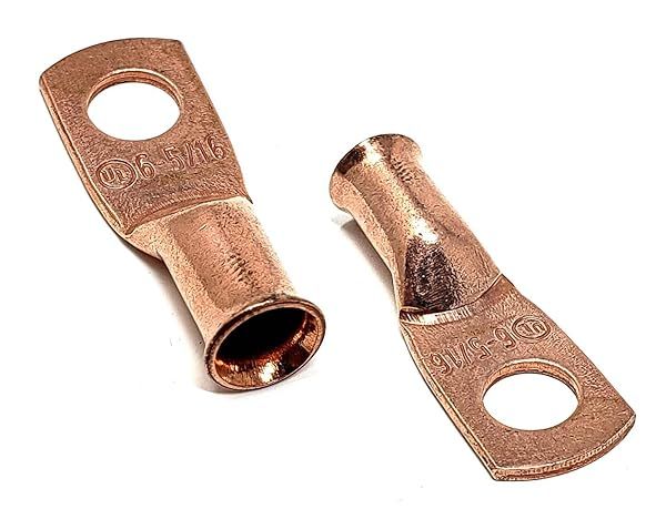 10 Pcs WNI 6 Gauge Copper Battery Cable Lugs - Durable Ring Terminals for Welding