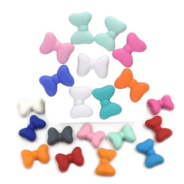 10pcs Silicone Bow Tie & Butterfly Beads for DIY Jewelry - Perfect for Mom's Necklaces & Pendants