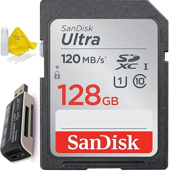 128GB Ultra Class 10 SDXC UHS-I SD Memory Card for Canon EOS Rebel T8i T7i T7 T6i T6S T6 T5i T5 T3i SL2 SL1 EOS 90D 80D 77D 70D EOS 9000D 800D 760D 750D DSLR Camera + Accessories
