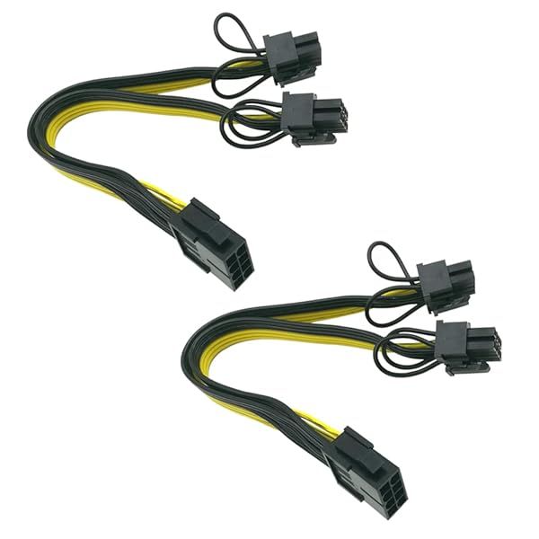 COMeap 2-Pack CPU to GPU Splitter Cable - 8 Pin Female to Dual PCIe 8 Pin (6+2) for BTC Miner - 9-inch (23cm)