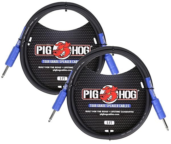 2-Pack Pig Hog PHSC5 8mm Tour Grade Speaker Cable - 5ft Durable Audio Cables for Superior Sound Quality