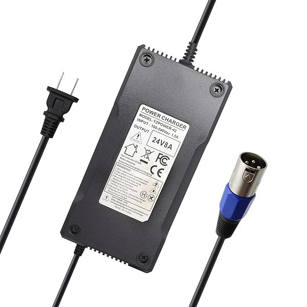 24V 8A Battery Charger with XLR Connector for AGM & Gel - Compatible with Dalton Medical & Heartway Products