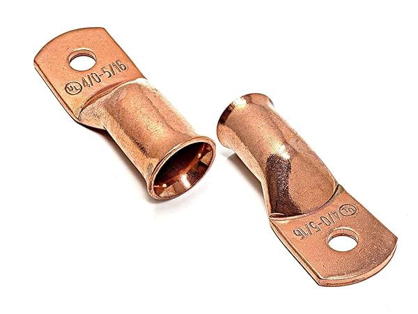25 Pcs WNI 4/0 Gauge Pure Copper Battery Cable Lug Connectors - Durable Ring Terminals