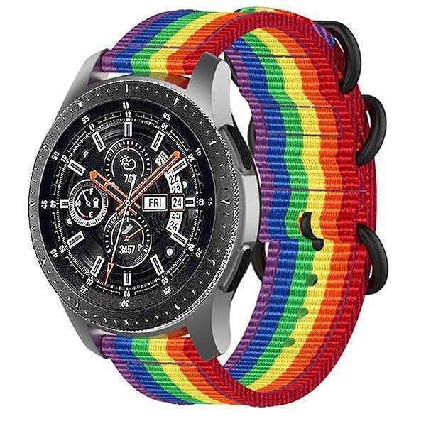 Rainbow Pride 20mm Watch Bands for Samsung Galaxy & Active - LGBTQ Nylon Replacement for Women