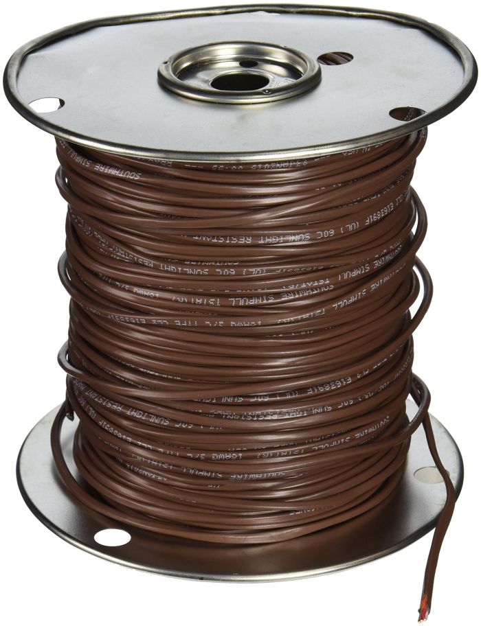 Southwire 64168845 18/3 Thermostat Wire - 500ft 18-Gauge Solid Copper Class 2 Cable in Brown