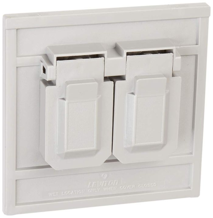 Leviton 4986-GY Oversize Weather-Resistant 1-Gang Duplex Wallplate Cover - Gray Thermoplastic Device Mount