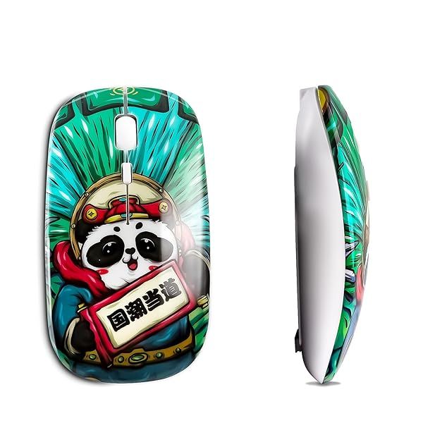Cute Panda USB Wired Mouse - Portable 1600 DPI Optical Computer Mouse for Kids & Women (Green)