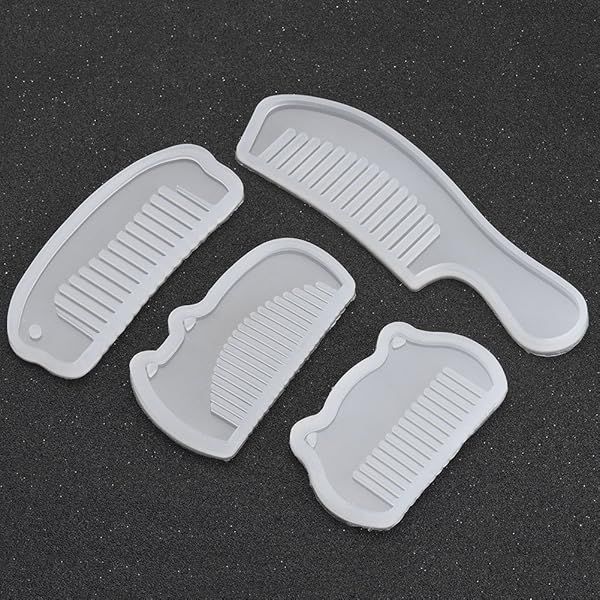 4 Packs Silicone Comb for DIY Resin Jewelry - 3D Transparent Hair Craft Making
