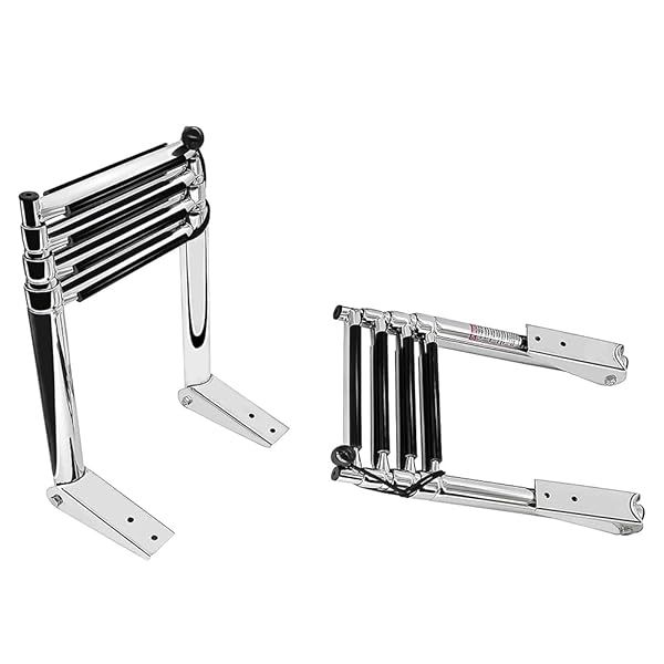4-Step Telescoping Dock Ladder: Stainless Steel Boat & Pontoon Swim Step, 400 lb Capacity