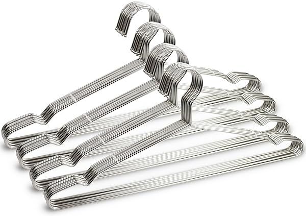 40 Pack Stainless Steel Clothes Hangers - Space Saving Metal Coat & Suit Hangers, 17.7 Inch, Durable for Daily Use