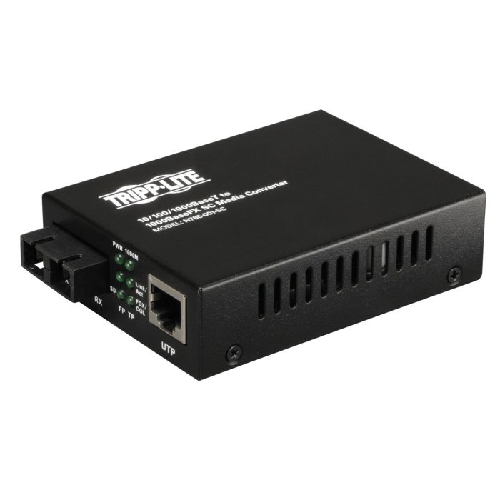 Tripp Lite RJ45 to Fiber SC Duplex Ethernet Extender - 1.2 Miles, Gigabit, PoE+, 1310nm, 2-Year Warranty