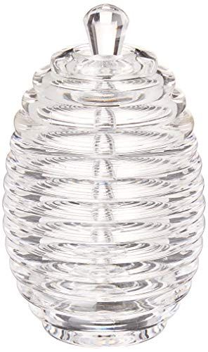 Fox Run Clear Honey Jar & Dipper Set - 3.5x3.5x5.75 Inches for Perfect Honey Serving