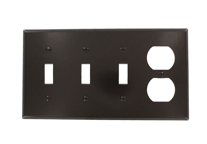Leviton P38 4-Gang Wallplate: Brown 3-Toggle & 1-Duplex Combination for Standard Size