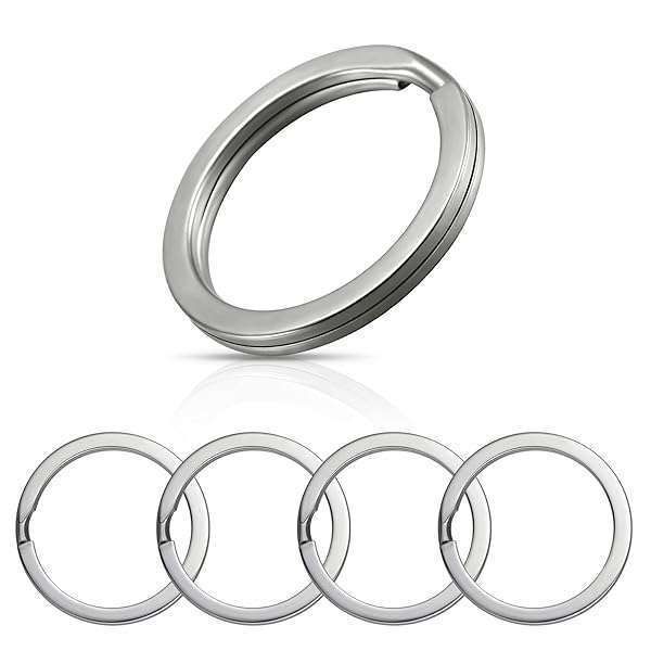 5 Pack Titanium Split Key Rings - 25mm Durable Keyrings for Home & Car Keys Attachment