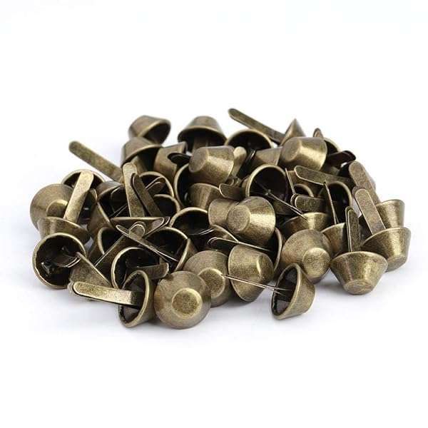 50PCS Brass Bag Feet & Studs - Flat Metal Cone Rivets for Leathercraft (15mm) - Perfect for Purses & DIY Projects