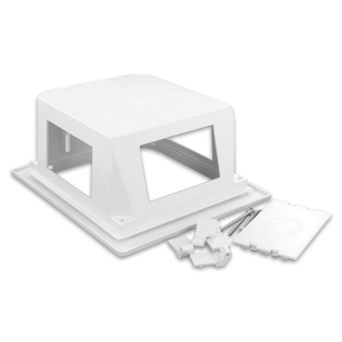 Leviton 47617-REB Recessed Entertainment Box with Low Profile Frame - White | Perfect for Home Theater Setup