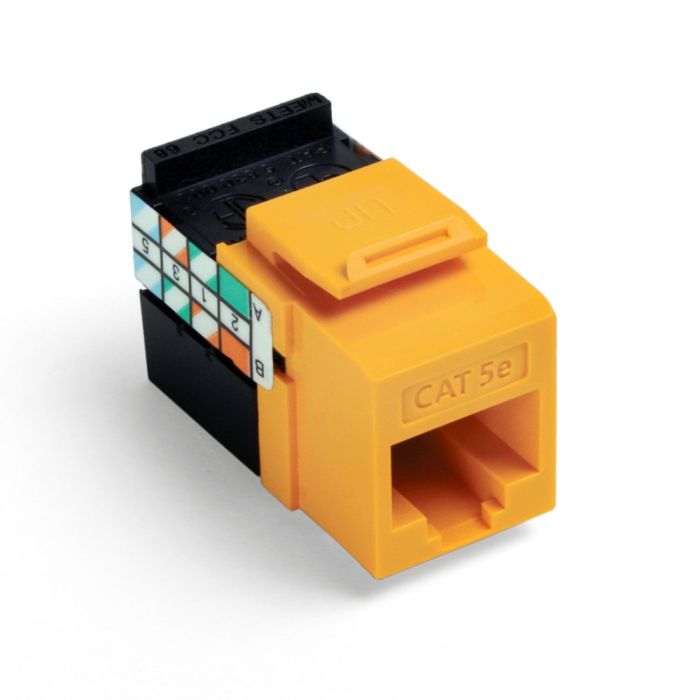 Leviton 5G108-RY5 GigaMax 5E QuickPort Connector - Cat 5E, Yellow | High-Performance Networking Solution