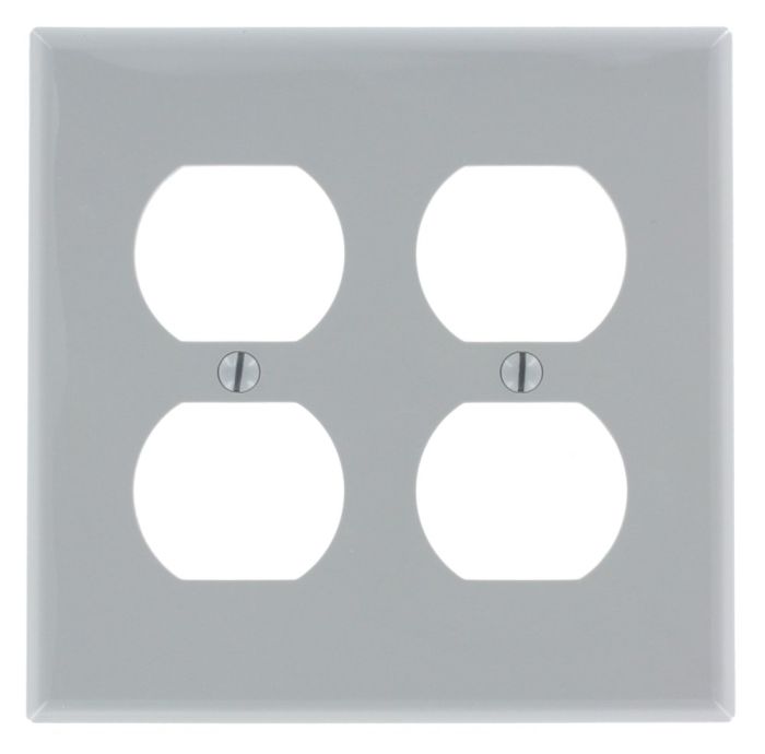 Leviton 80716-GY 2-Gang Duplex Wallplate - Standard Size Thermoplastic Nylon in Gray