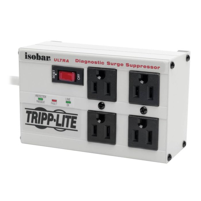 Tripp Lite ISOBAR4ULTRA Surge Protector: 4 Outlet Power Strip with 6ft Cord & Right-Angle Plug - Lifetime Warranty & $50K Insurance