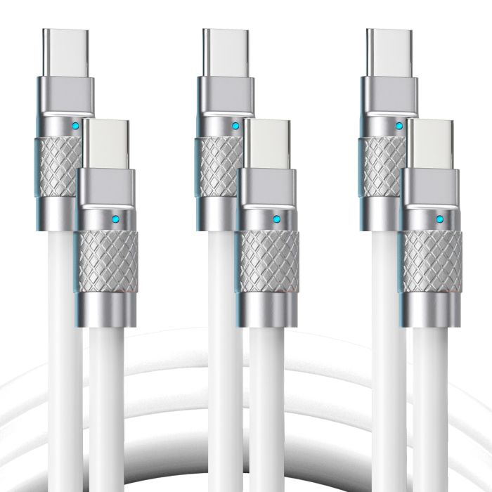 Statik TsumoCharge 100W USB C to C Cable - Durable 6FT Fast Charging & Data Transfer, 3-Pack with Cord Wrap Organizer