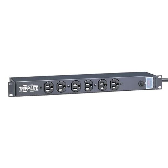 Tripp Lite 6 Outlet Rackmount PDU Power Strip - 1U, 15A, 15ft Cord, Front-Facing | Reliable Network-Grade Solution