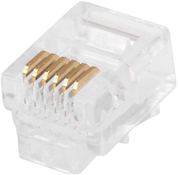 Uvital 100 Pack RJ12 6P6C Transparent Telephone Jack Plugs - Clear Snap-in Crimp-On Connectors
