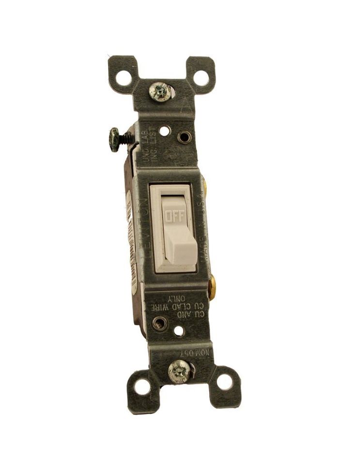 Leviton 1451-2W White 15A Single Pole Toggle Switch - Quiet AC Control, 1 Pack (10 Total)