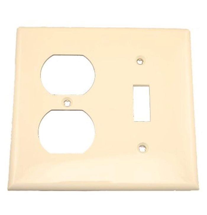 Leviton 80705-T 2-Gang Wallplate: Light Almond Thermoplastic Nylon for Toggle & Duplex Devices