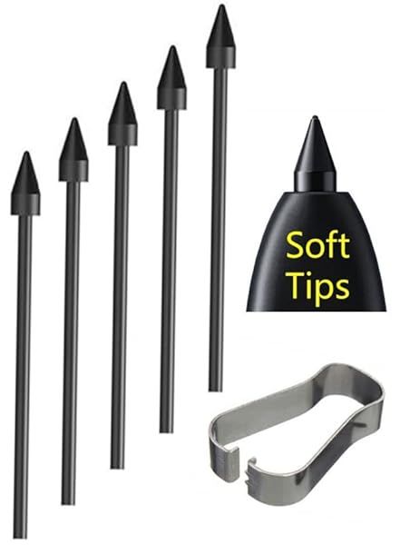5Pcs Soft Tips for Samsung Galaxy Book Pro 360 Stylus S Pen - 0.7mm Nibs Replacement with Tools (Black)