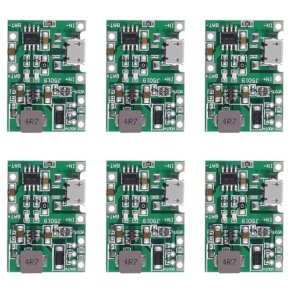 6 Pcs TP4056 Battery Charger Module - USB 3.7V to 9V 2A Step Up for 18650 Lithium Li-ion Batteries