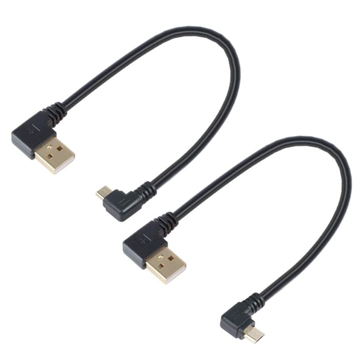 TENINYU 90 Degree USB to Micro USB Cable - 5.5 Inch Combo-Pack for Roku TV Stick & Power Bank