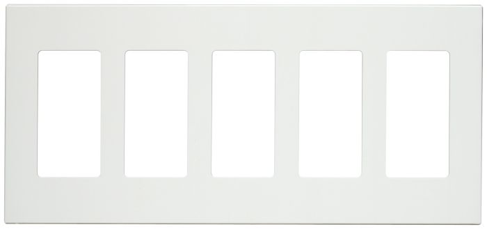 Leviton 80321-SW 5-Gang Decora Plus Screwless Wallplate - Stylish White Finish