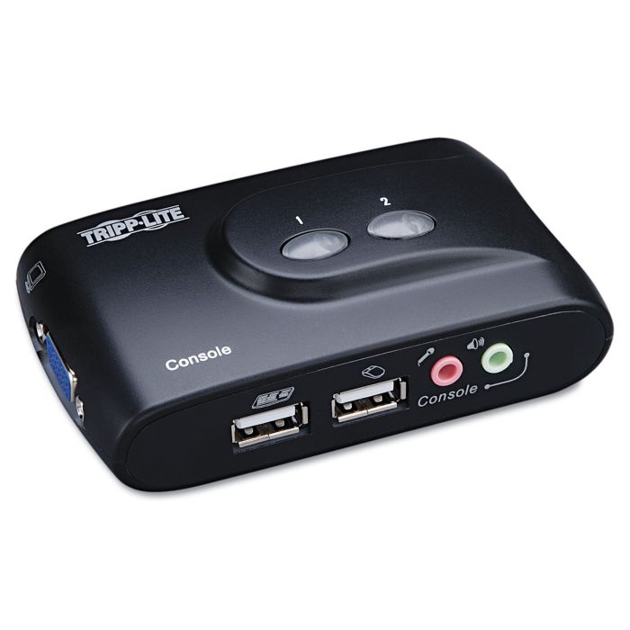 Tripp Lite B004-VUA2-K-R: 2-Port USB KVM Switch with Audio & Cables - Fast Switching & Easy Setup