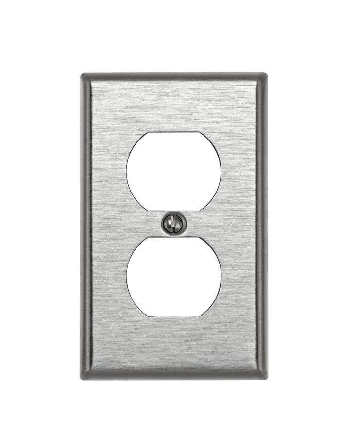 Leviton 84003 Stainless Steel 1-Gang Duplex Wallplate - Standard Size Device Mount