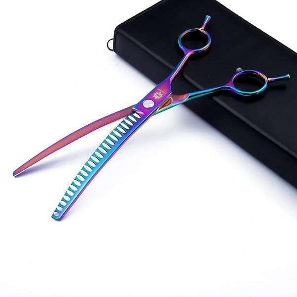 8-Inch Professional Chunker Shear for Pet Grooming - Rainbow Thinning & Blending Scissors for Dogs & Cats