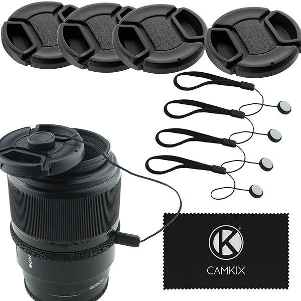 67mm Lens Cap Bundle: 4 Snap-on Caps, Keepers & Microfiber Cloth for Nikon, Canon, Sony DSLR Cameras