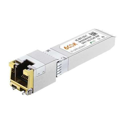 6COM 10GBase-T SFP+ Transceiver: 10G RJ45 Copper Module for Cisco, Ubiquiti, D-Link & More - 30m Range, CAT.6a/7 Compatible