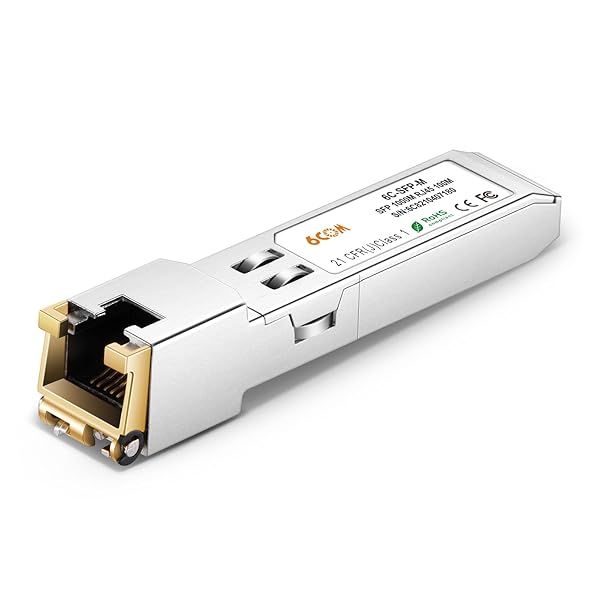 6COM 1.25G SFP-T Transceiver: 1000Base-T RJ45 Copper Module for Cisco, Ubiquiti, Netgear & More - 100m Range