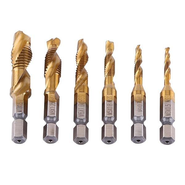 6pcs HSS Tap Drill Bit Set - 2-in-1 Metric Thread Tools for M3-M10 | Speed Steel Hex Shank Taps & Drills