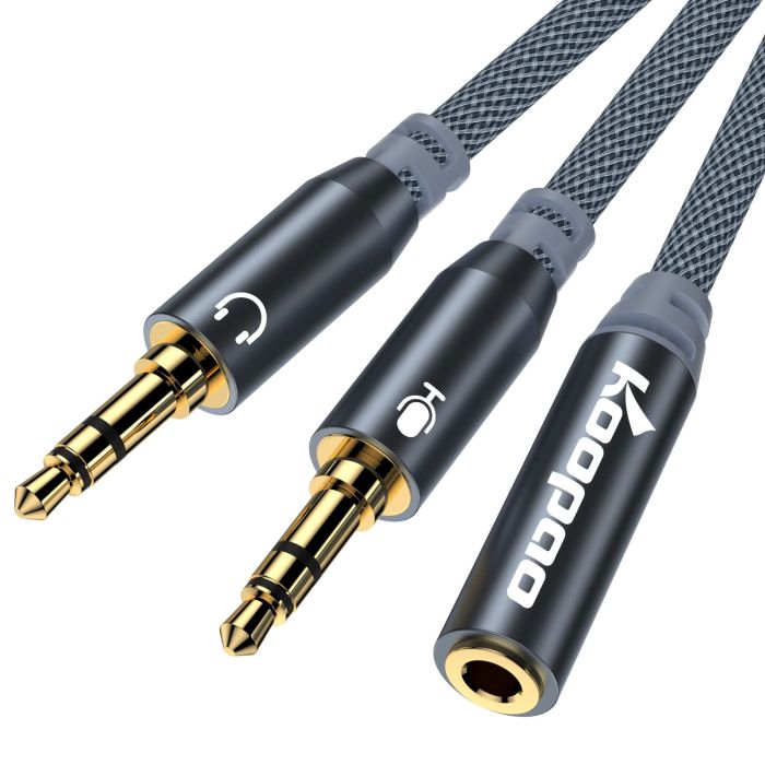 KOOPAO 3.5MM Headphone Microphone Splitter - Dual Male Y Splitter for Gaming, Tablets, Laptops & PCs