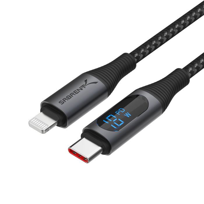 SABRENT USB-C to Lightning Cable 2M - MFI Certified, 60W Fast Charging & 480Mbps Data Transfer for iPhones, iPads & MacBooks