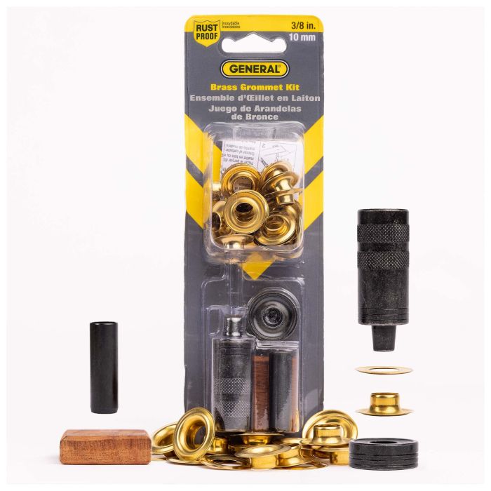 General Tools 71262 Grommet Kit: 24 Rustproof Brass Grommets, 3/8 Inch - Perfect for DIY Projects!