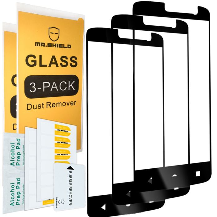 Mr. Shield 3-Pack ZTE Blade Spark Tempered Glass Screen Protector - 9H Hardness, Full Cover, Lifetime Replacement