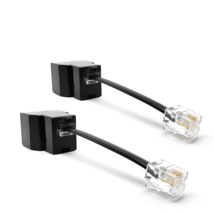 RetailAndBulk 2-Way RJ11 Splitter Female to Female Adapter (6P4C) - Black Telephone Line Cable, 2-Pack