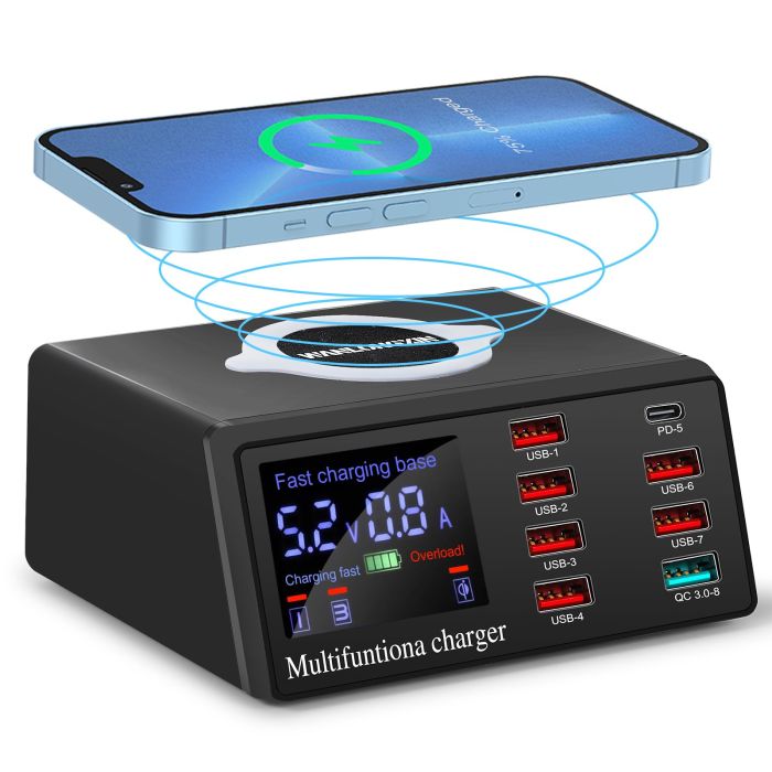100W 8-Port USB Charging Station: Fast Multi-Device Charger for All Your Gadgets
