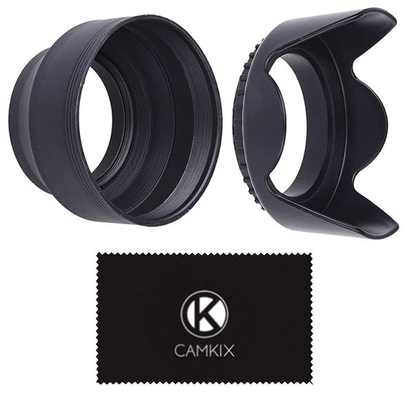 72mm Camera Lens Hoods Set: Collapsible Rubber & Tulip Design for DSLR - Reduce Flare & Enhance Photography