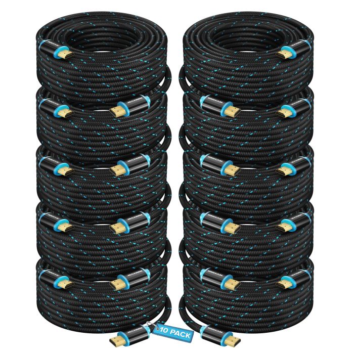 35ft HDMI 2.0 Cables (10 Pack) - 4K Ultra HD, 18Gbps, HDR, 3D, Compatible with HDTV & Monitors
